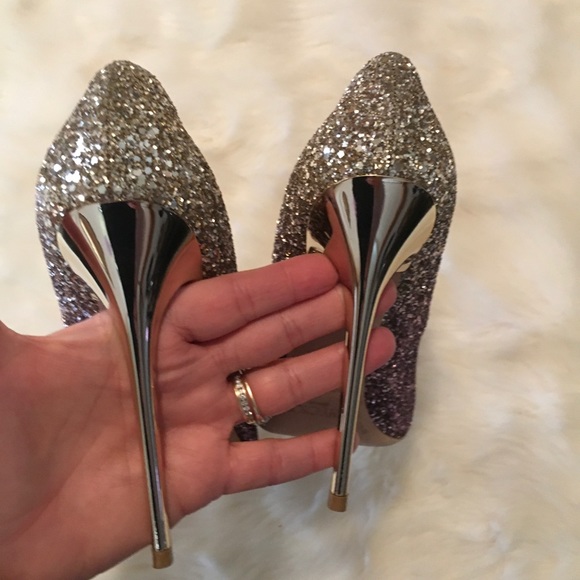 Beautiful Authentic JIMMY CHOO Rose Pink Champagne Glitter Ombré Pump SHOES 37.5 - Picture 7 of 9